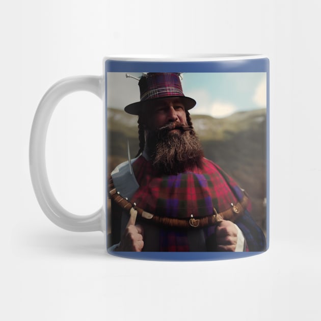 Scottish Highlander in Clan Tartan by Grassroots Green